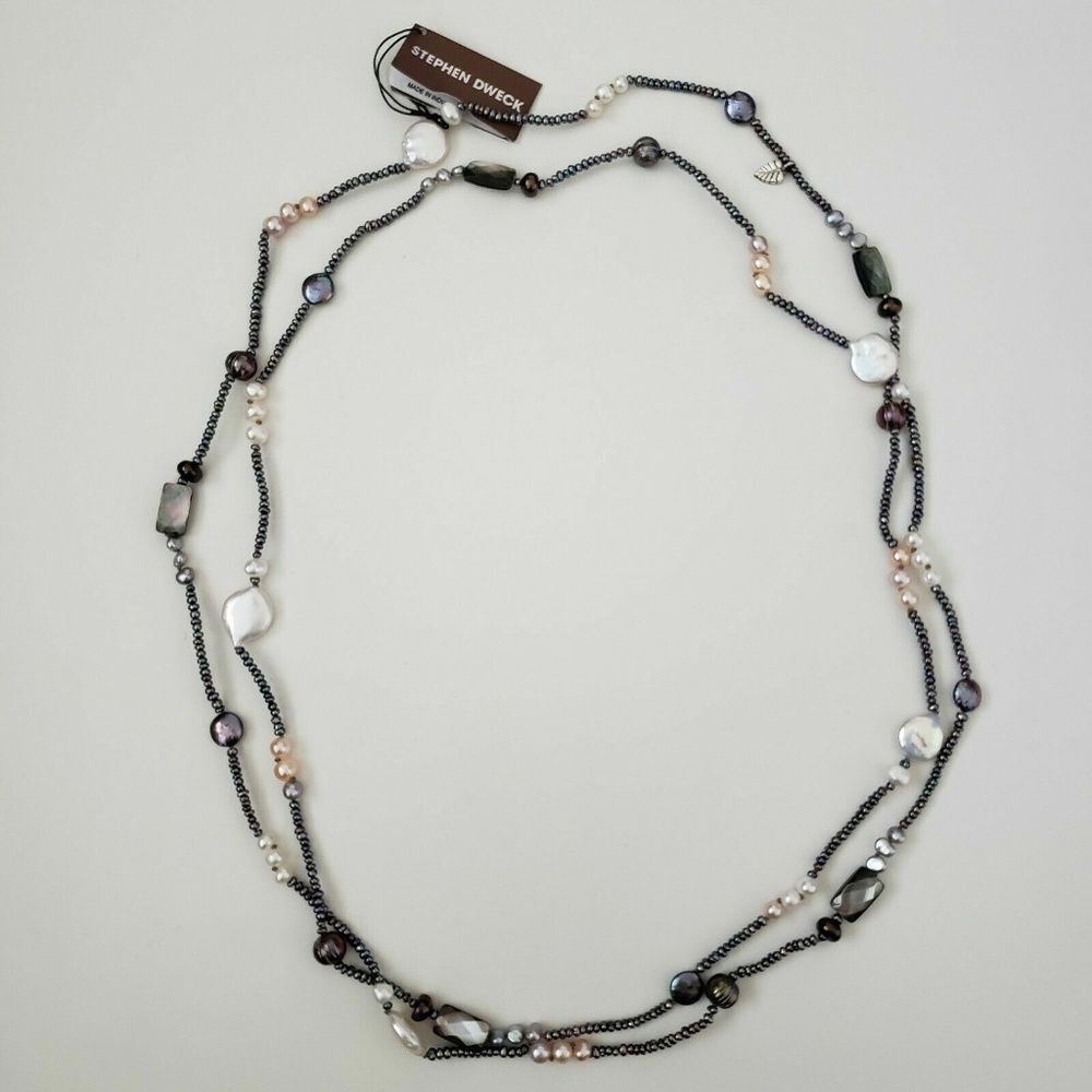 Stephen Dweck Multi-Hued Pearl & Faceted Tahitian MOP Necklace 42"